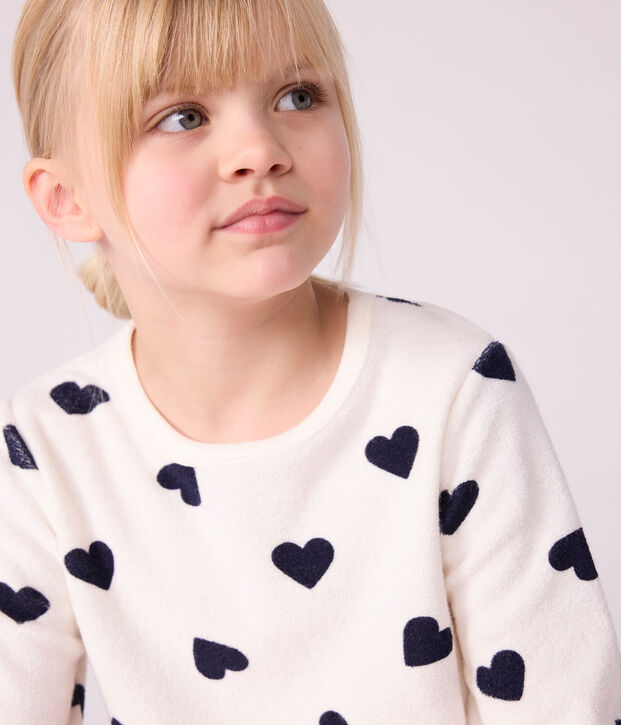 Kinder-Pyjama aus Baumwoll-Frottee mit Herz-Motiv blau/blau