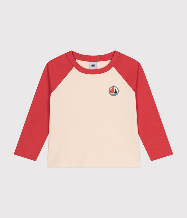 Lang&auml;rmeliges T-Shirt aus Baumwolle f&uuml;r Kinder/Jungen naturfarben/orange