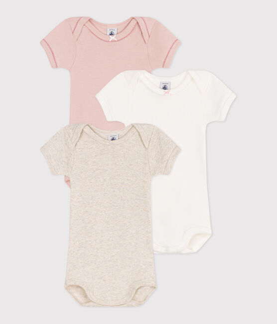 3er-Set aus einfarbigen, kurzärmeligen Bodys aus Baumwolle für Babys variante 1