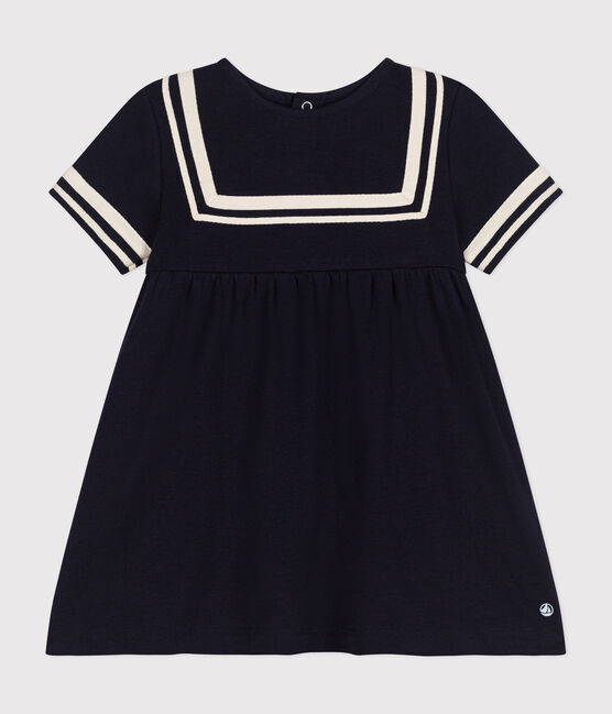 Kurzärmeliges Baby-Kleid im Matrosenstil aus Bio-Baumwolle blau SMOKING