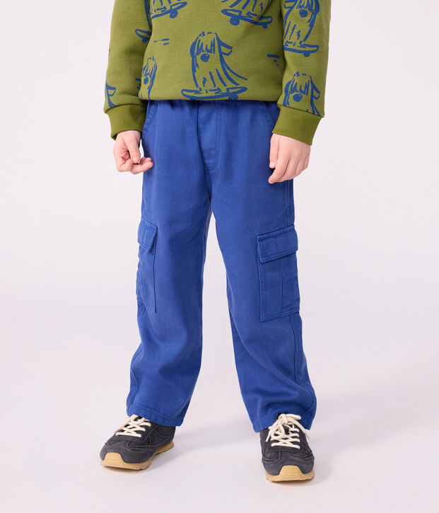 Kinder Cargo-Hose aus einfarbigem Lyocell. blau