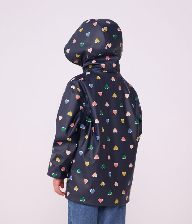 Kinder-Regenjacke mit Herzmotiv blau/vielfarbig