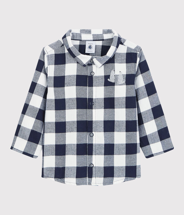 Baby-Hemd aus Baumwolle. blau/weiss
