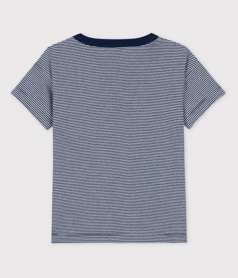Jungen-T-Shirt Petit Bateau &times; Water Family blau MEDIEVAL/weiss MARSHMALLOW