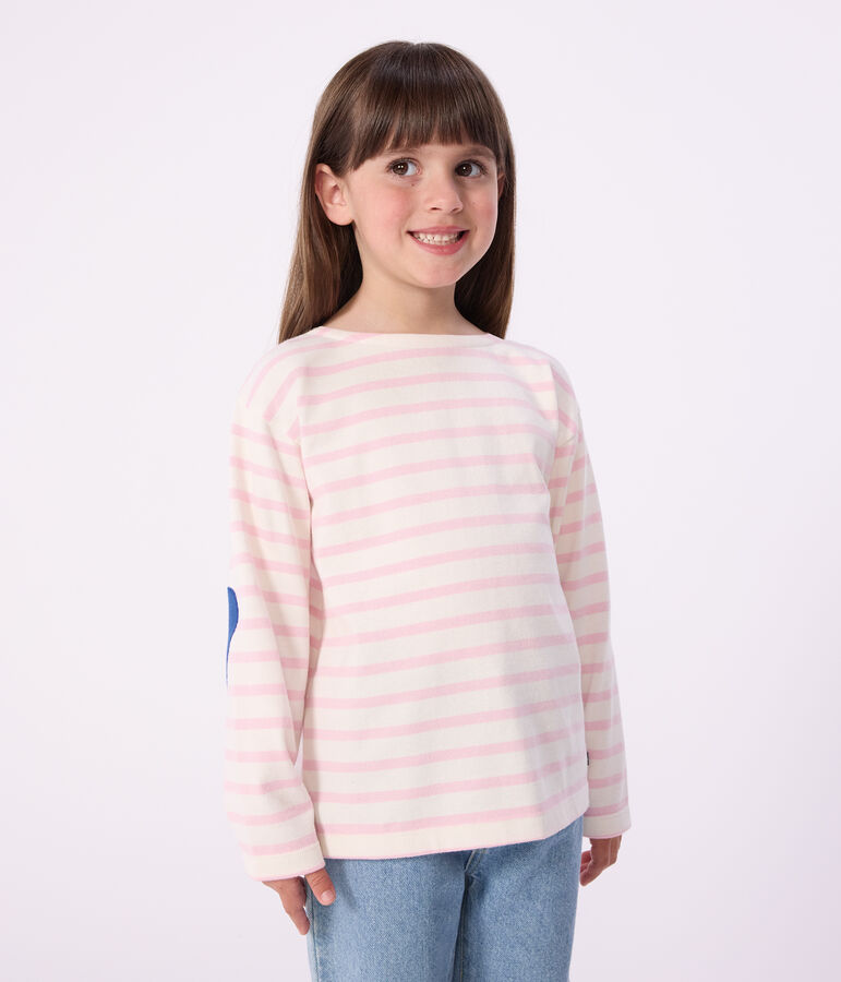 Kinder-Shirt Marini&egrave;re aus Baumwolle mit Streifen rosa MILK/ MARQUISE
