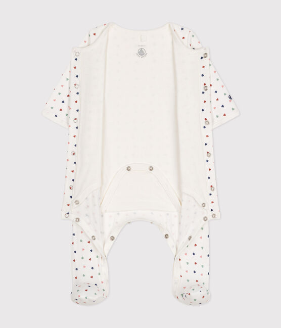 Bodyjama für Babys, aus Doppeljersey mit kleinem Herzmuster weiss MARSHMALLOW/weiss MULTICO