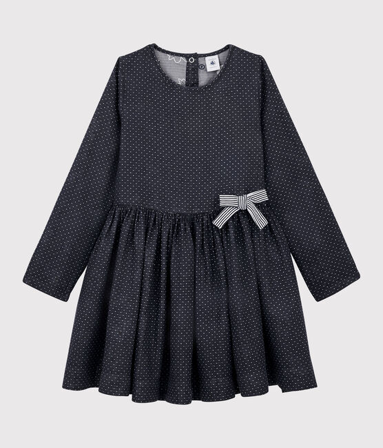 Langärmeliges Kinderkleid für Mädchen blau SMOKING/weiss MARSHMALLOW