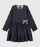 Langärmeliges Kinderkleid für Mädchen blau SMOKING/weiss MARSHMALLOW