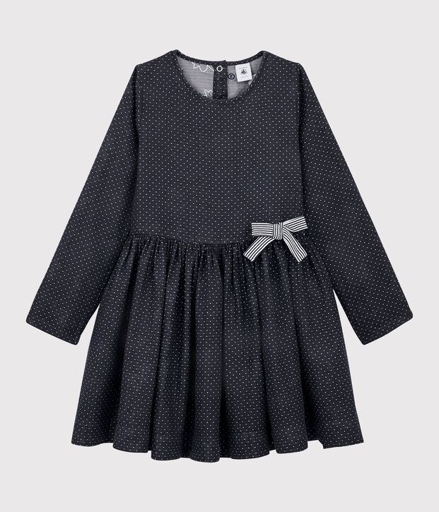 Lang&auml;rmeliges Kinderkleid f&uuml;r M&auml;dchen blau/weiss