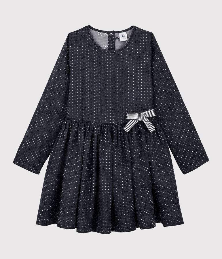 Lang&auml;rmeliges Kinderkleid f&uuml;r M&auml;dchen blau/weiss
