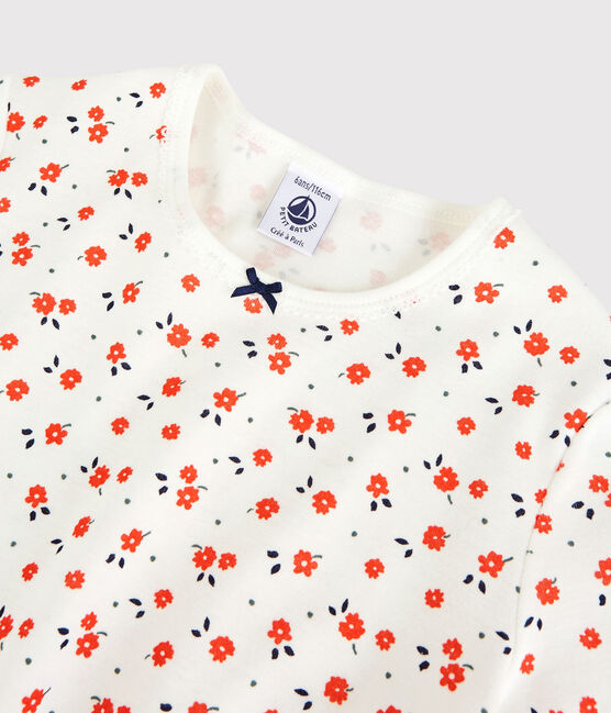 Kinderpyjama aus Bio-Baumwolle mit Blumenmuster für Mädchen weiss MARSHMALLOW/weiss MULTICO