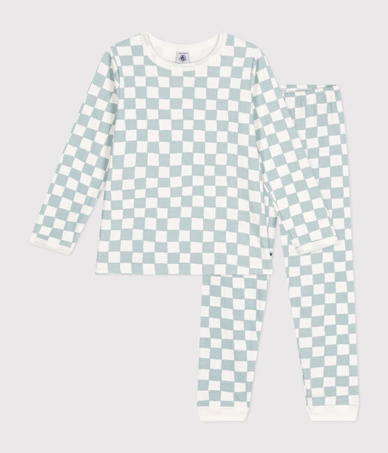 Kinder-Pyjama aus Baumwolle mit Schachbrettmuster MARSHMALLOW/ PAUL