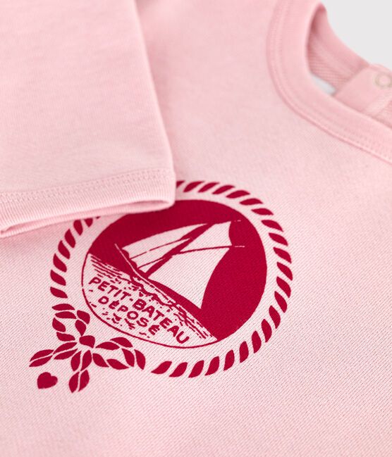 Baby-Sweatshirt aus Baumwolle mit Petit Bateau Vintage-Motiv rosa JOLI