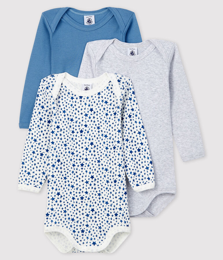 3er-Set lang&auml;rmlige Baby-Bodys f&uuml;r Jungen vielfarbig