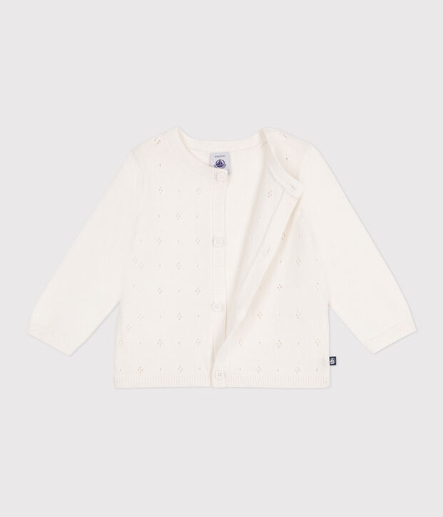 Baby-Cardigan aus Baumwolle mit Zierstrick weiss