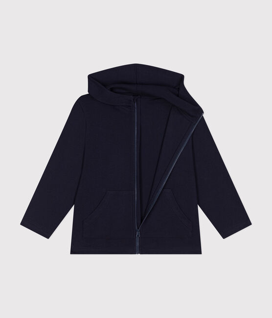 Jungen-Kapuzenshirt mit Reißverschluss aus Strickgewebe blau SMOKING