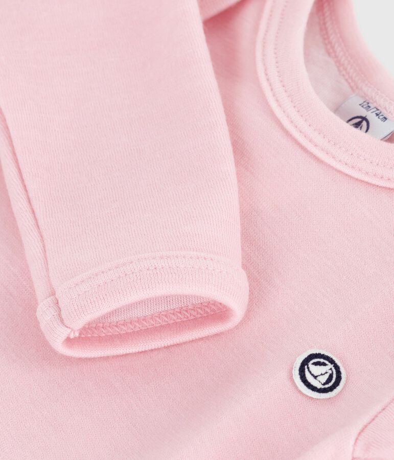 Lang&auml;rmeliger Baby-Body aus Wolle und Baumwolle rosa
