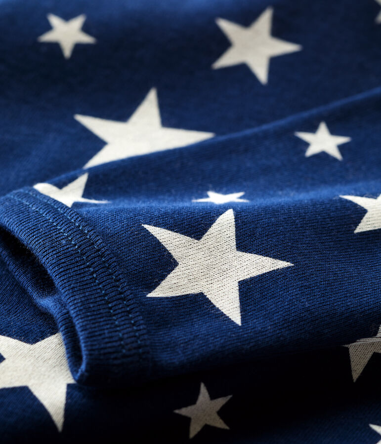 Baby-Strampler aus Baumwolle mit Sternenmotiv. blau/weiss