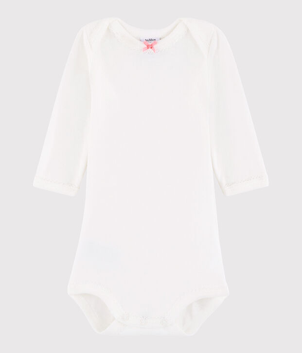 Lang&auml;rmeliger Baby-Body M&auml;dchen weiss