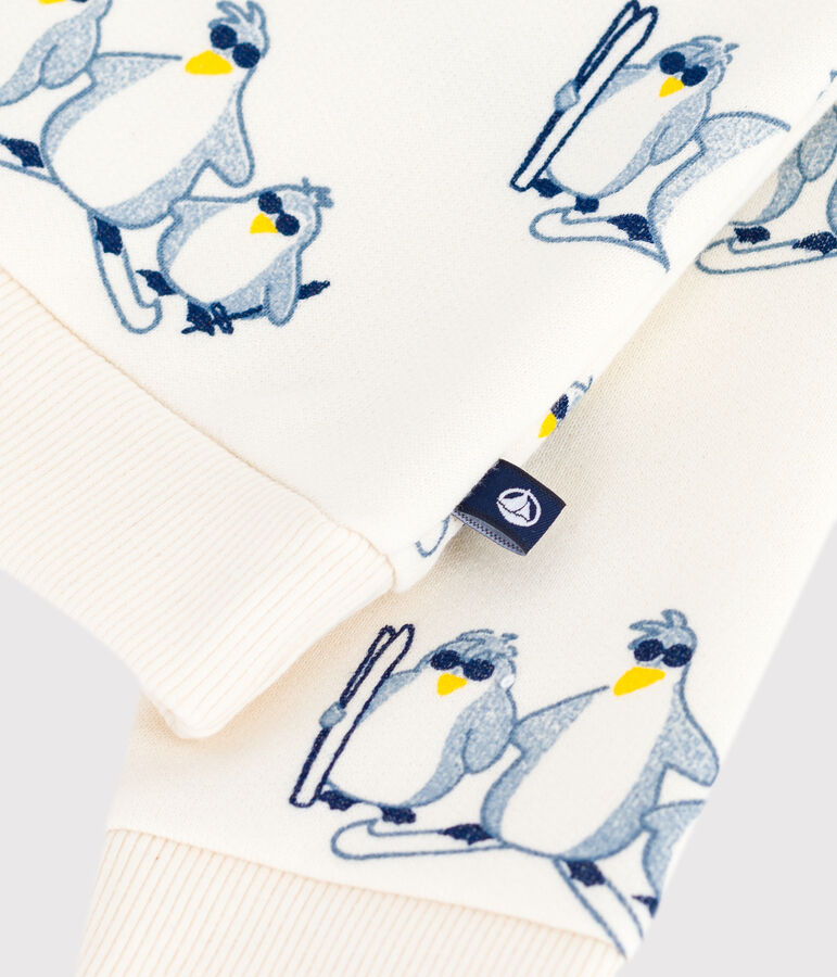 Baby-Sweatshirt aus Baumwolle mit Pinguin-Motiv naturfarben/vielfarbig