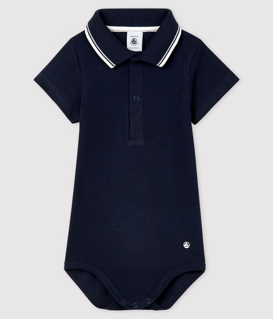 Kurzärmeliger Baby-Body aus Baumwolle mit Polokragen für Jungen blau SMOKING