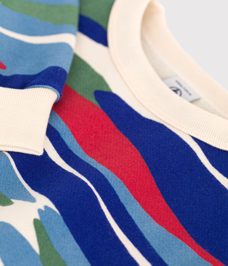 Kinder-Sweatshirt aus Molton f&uuml;r Jungen naturfarben/rot