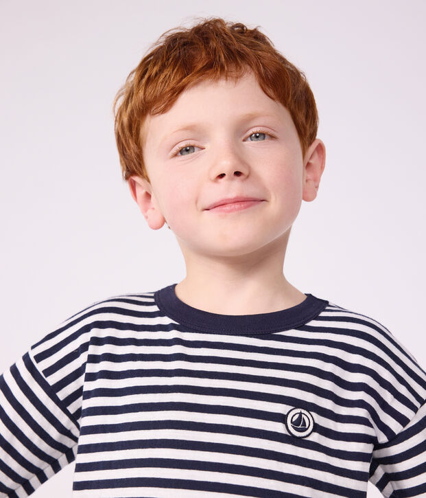 Lang&auml;rmeliges Kinder-T-Shirt mit Streifen blau/weiss/blau
