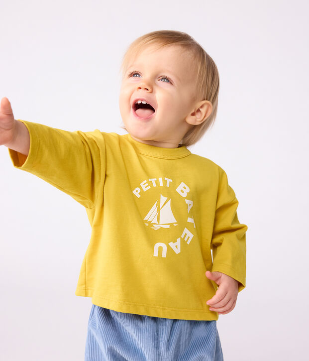 Lang&auml;rmliges Baby-T-Shirt aus Baumwolle gelb