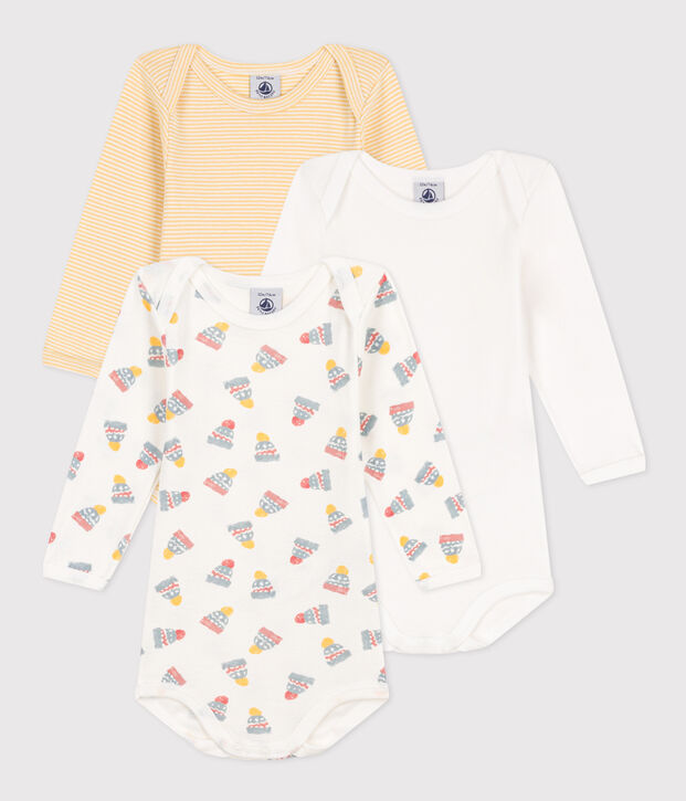 3er-Set lang&auml;rmelige Baby-Bodys aus Baumwolle vielfarbig