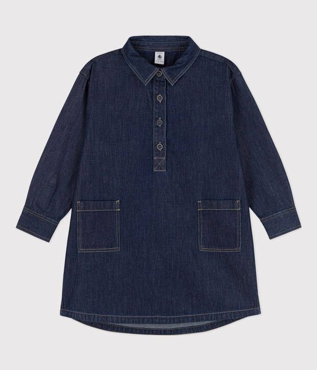 Lang&auml;rmeliges Kinderkleid aus Denim f&uuml;r M&auml;dchen blau