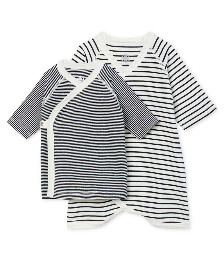 Set mit Kimono Body und Babyj&auml;ckchen aus Rippstrick vielfarbig