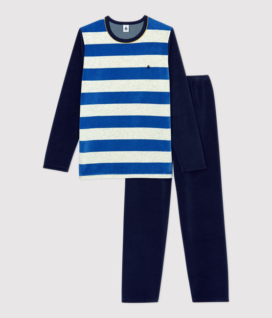 Kinderpyjama aus Nicki mit Streifen für Jungen blau SMOKING/weiss MULTICO