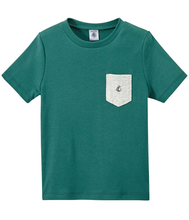Jungen-T-Shirt mit Brusttasche gr&uuml;n Olivier