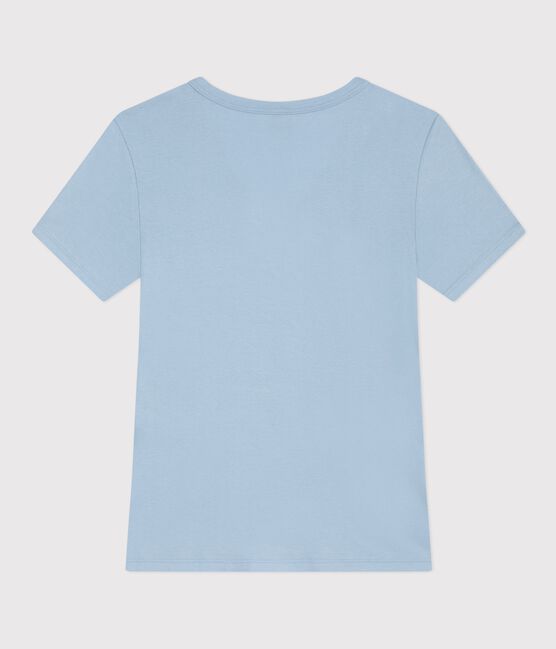 Kurzärmeliges Damen T-Shirt aus einfarbiger Baumwolle blau FLO