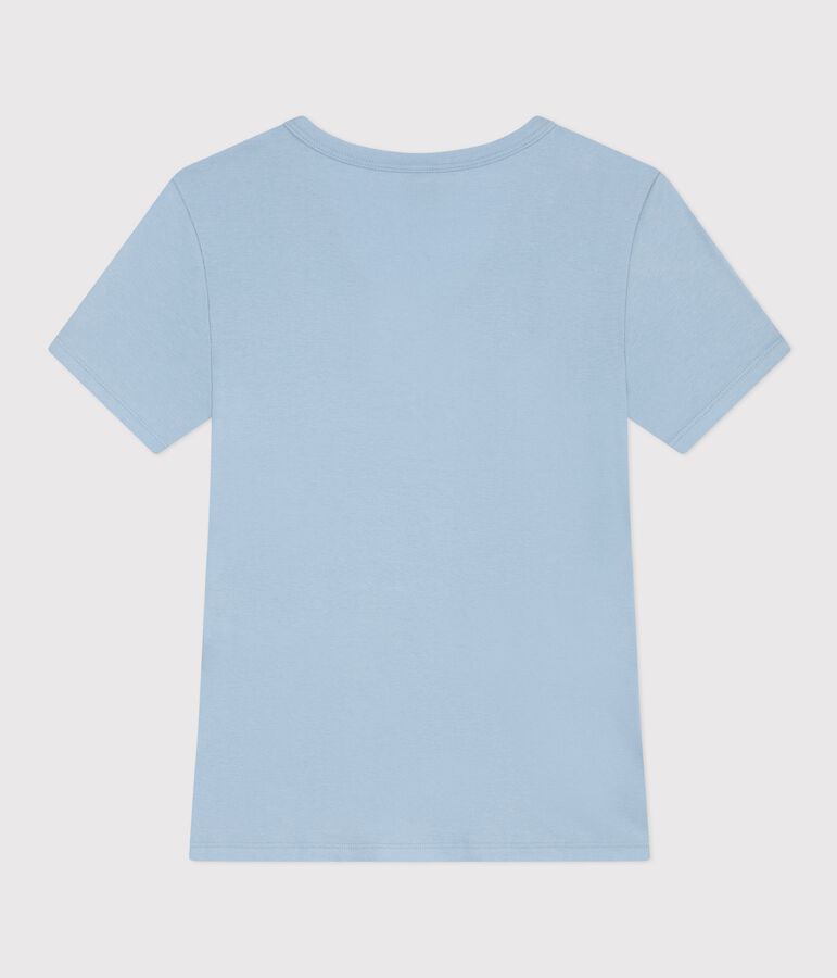 Kurz&auml;rmeliges Damen T-Shirt aus einfarbiger Baumwolle blau