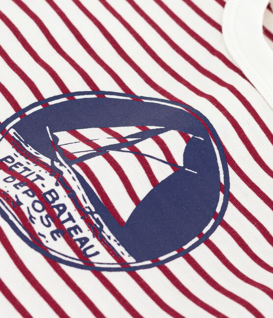 Kurzärmeliges Baby-T-Shirt aus Baumwolle mit Streifen rot MILK/ AMARANTE