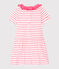 Gestreiftes Baby-Kleid mit Rüschenkragen für Mädchen weiss MARSHMALLOW/rosa CUPCAKE