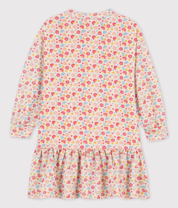 Lang&auml;rmeliges Kleid aus Wolle und Baumwolle f&uuml;r M&auml;dchen beige/vielfarbig