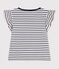 Kurzärmeliges Kinder-T-Shirt aus Baumwolle mit Streifen weiss MARSHMALLOW/blau SMOKING