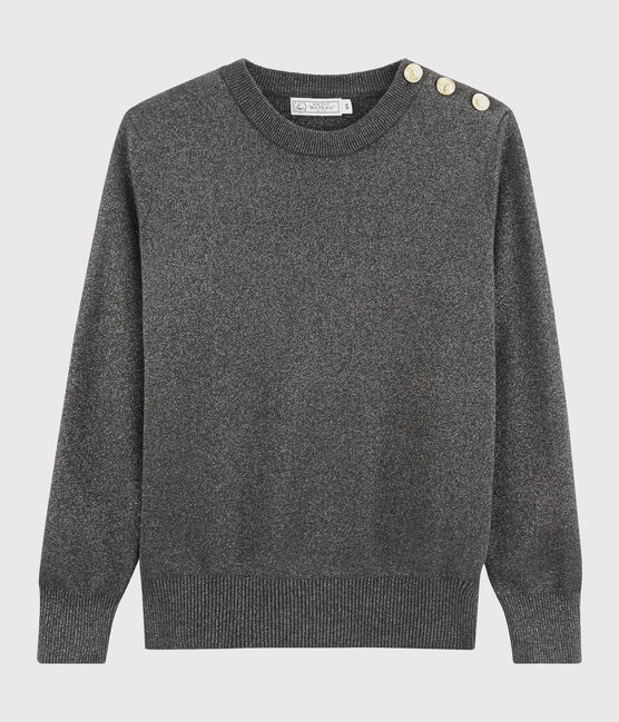 Glänzender Damen-Baumwollpullover schwarz CITY/grau ARGENT