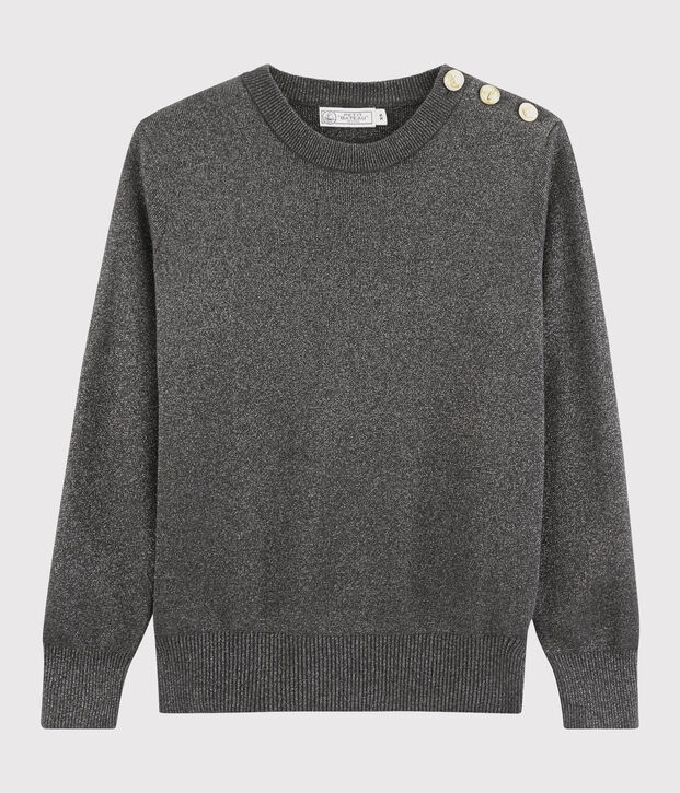 Gl&auml;nzender Damen-Baumwollpullover grau/grau