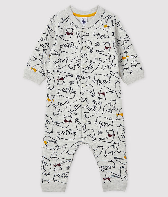 Langer Baby-Overall für Jungen grau BELUGA/weiss MULTICO