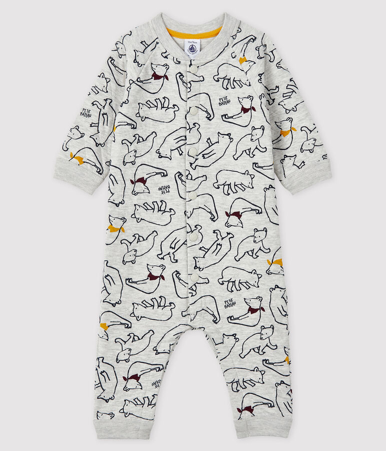 Langer Baby-Overall f&uuml;r Jungen grau BELUGA/weiss MULTICO