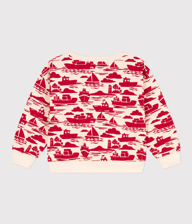 Bedrucktes Kinder-Sweatshirt aus Molton f&uuml;r Jungen naturfarben/rot