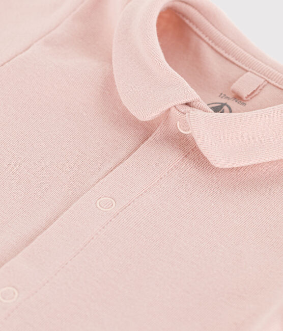 Kurzärmeliger Baby-Body aus Bio-Baumwolle mit Kragen rosa SALINE