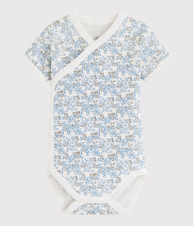 Kurz&auml;rmeliger Baby-Body in Wickelform M&auml;dchen/Jungen weiss/vielfarbig