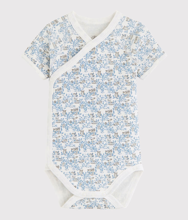 Kurz&auml;rmeliger Baby-Body in Wickelform M&auml;dchen/Jungen weiss/vielfarbig