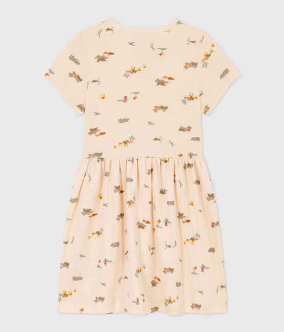 Gemustertes Kinderkleid aus Baumwolle für Mädchen weiss AVALANCHE/ MULTICO