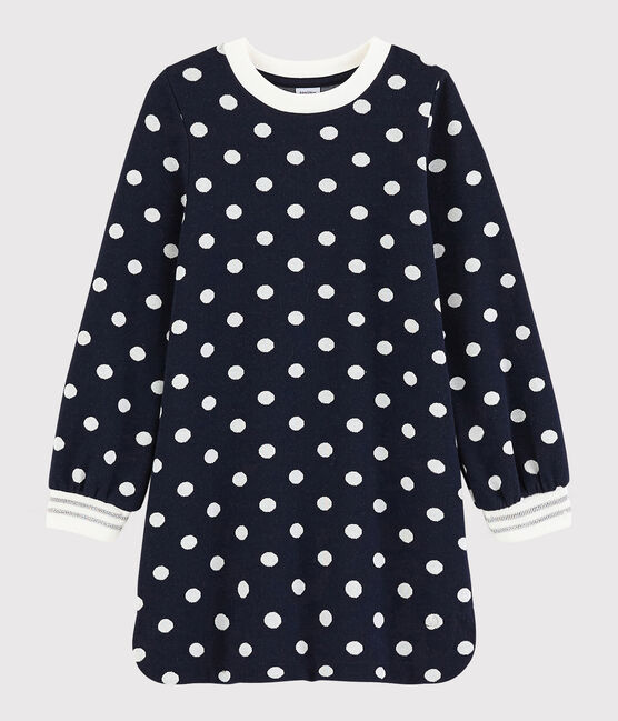 Langärmeliges Kinderkleid für Mädchen blau SMOKING/weiss MARSHMALLOW