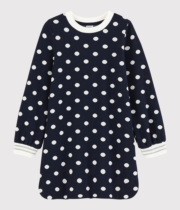 Lang&auml;rmeliges Kinderkleid f&uuml;r M&auml;dchen blau/weiss